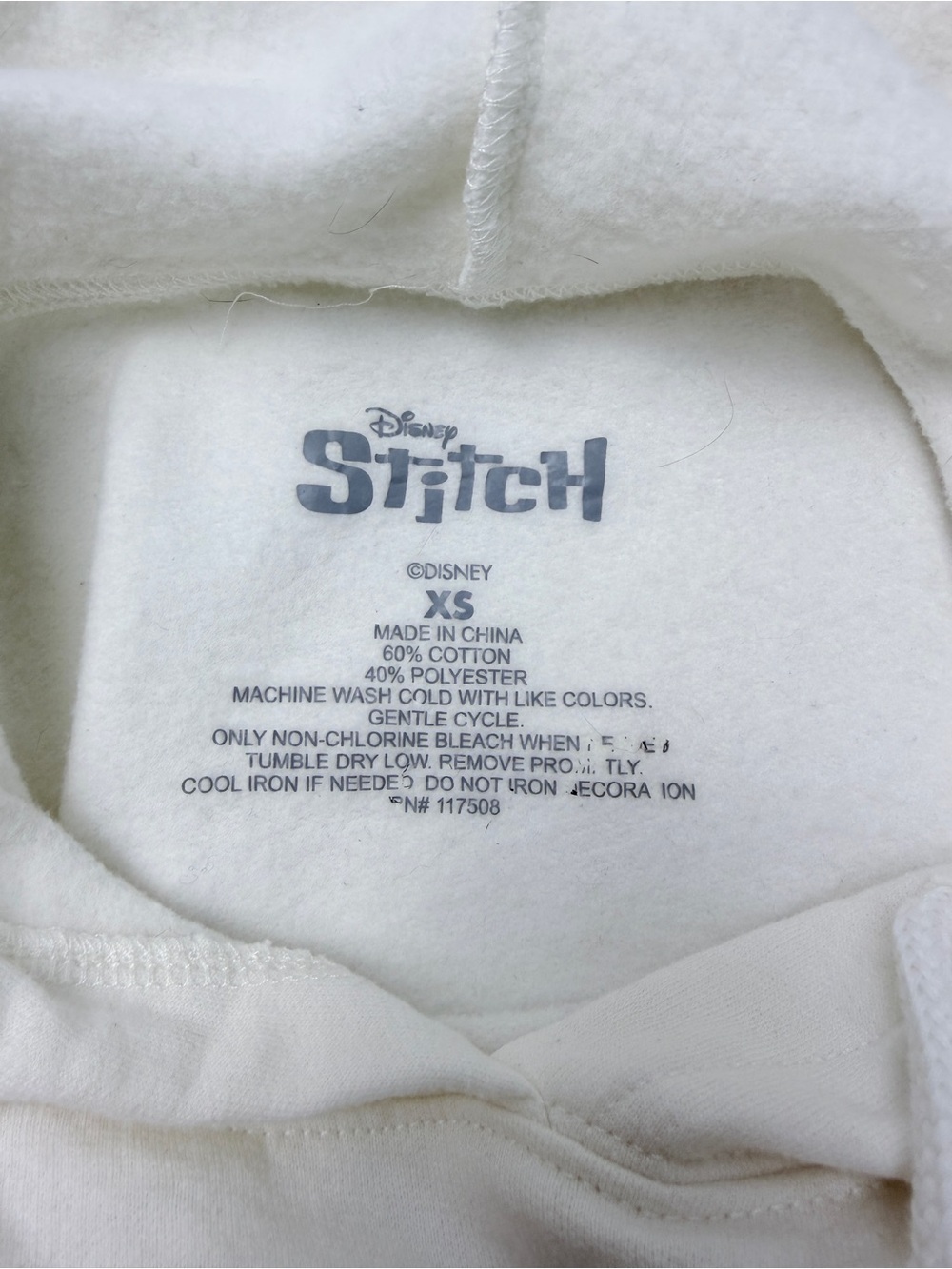 Disney Stitch Hoodie XS Cream Pullover Sweatshirt Floral Graphic Hoodie - Picture 6 of 7